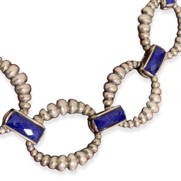 LAGOS Sterling Silver & Lapis Doublet Maya Link Bracelet