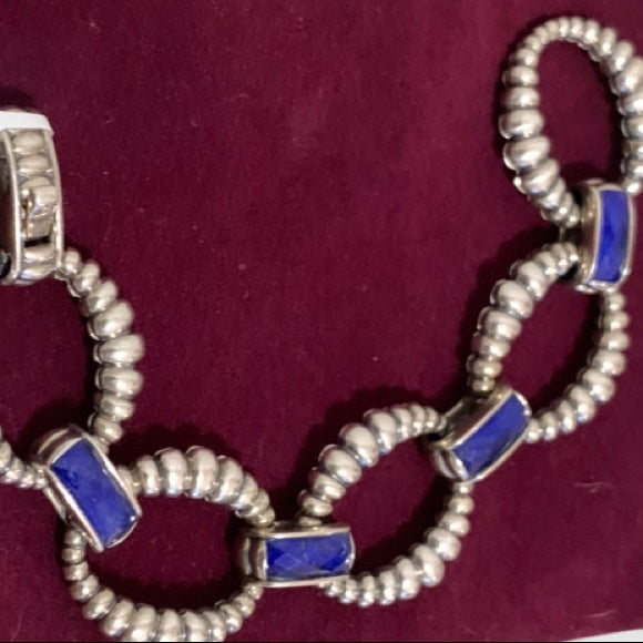 LAGOS Sterling Silver & Lapis Doublet Maya Link Bracelet