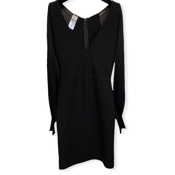 HERVE LEGER PARIS Bandage Mesh Cut-Out Long Sleeve Dress SMALL