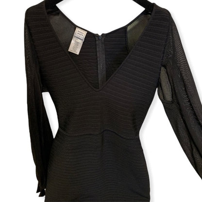 Hervé Léger Paris Bandage Mesh Cut-Out Long Sleeve Dress Small - photo 2 of 13