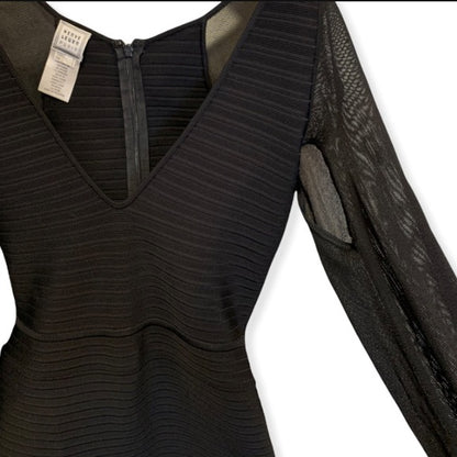 Hervé Léger Paris Bandage Mesh Cut-Out Long Sleeve Dress Small - photo 11 of 13