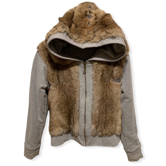 Vintage Juicy Couture Reversible Grey/ Real Rabbit Fur Hoodie