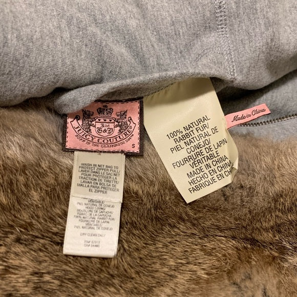 Vintage Juicy Couture Reversible Grey/ Real Rabbit Fur Hoodie