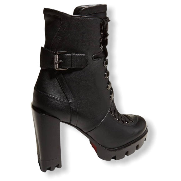 Christian Louboutin Macademia Calfskin Red Sole Biker Platform Booties