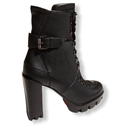 Christian Louboutin Macademia Calfskin Red Sole Biker Platform Booties