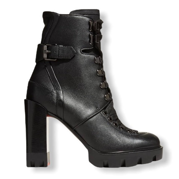 Christian Louboutin Macademia Calfskin Red Sole Biker Platform Booties
