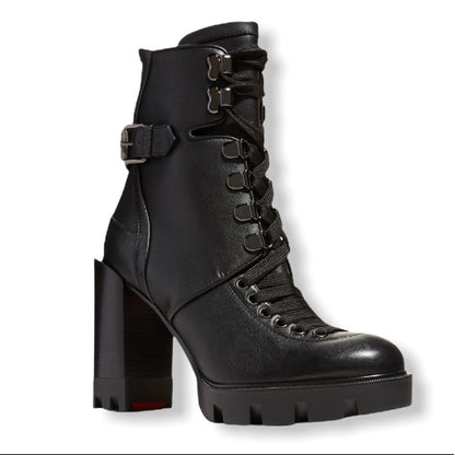 Christian Louboutin Macademia Calfskin Red Sole Biker Platform Booties