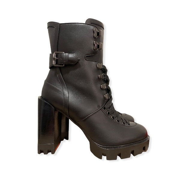 Christian Louboutin Macademia Calfskin Red Sole Biker Platform Booties