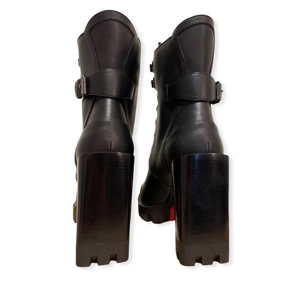 Christian Louboutin Macademia Calfskin Red Sole Biker Platform Booties