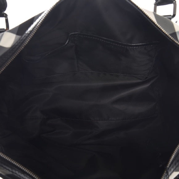 BURBERRY Nylon Beat Check Studded Medium Edenham Satchel Black