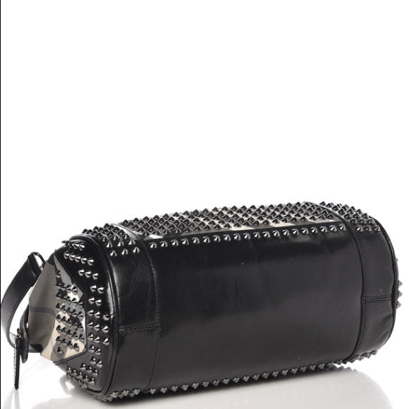 BURBERRY Nylon Beat Check Studded Medium Edenham Satchel Black