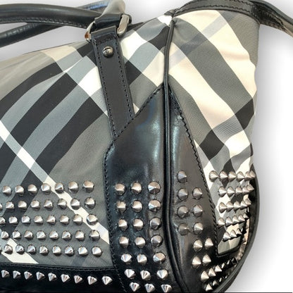 Burberry Nylon Beat Check Studded Medium Edenham Satchel Black - photo 5 of 14
