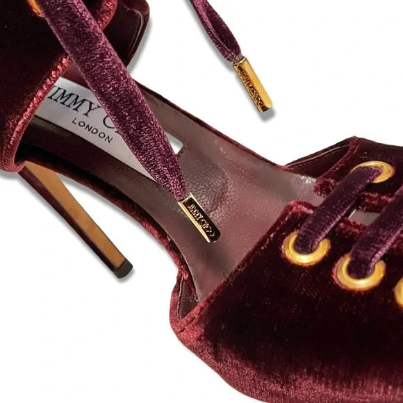 Jimmy Choo Velvet lace-up Tie Heels |Size:IT38|