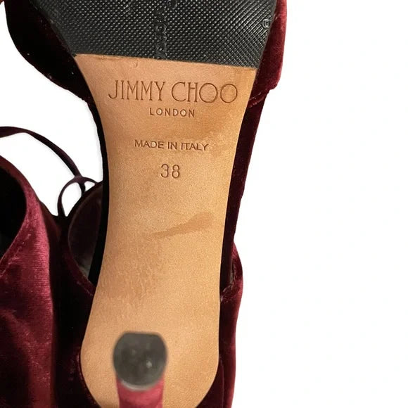 Jimmy Choo Velvet lace-up Tie Heels |Size:IT38|