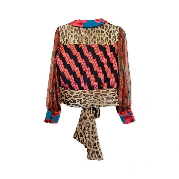 ALICE + OLIVIA Printed V-Neck Crop Top |Size: S|