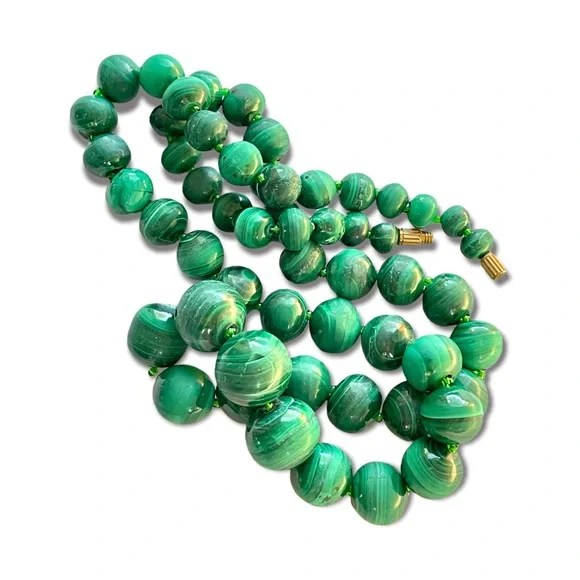 Malachite Graduated Circular Beaded Necklace