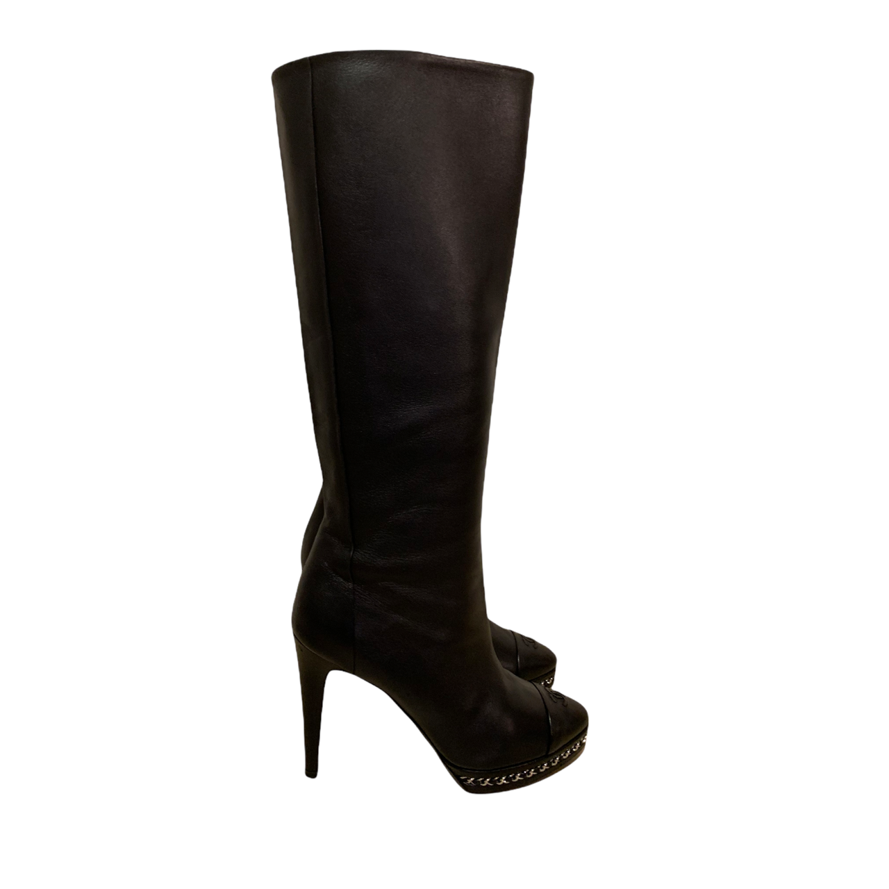 Chanel Knee High Heel Boots Size 38.5